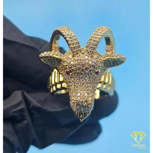 Anillo de Plata de Ley 925 con Cabeza de Animal y Diamantes de Moissanita, Tono Dorado, Joyería de Alta Gama para Compradores Mayoristas - Product Image 3
