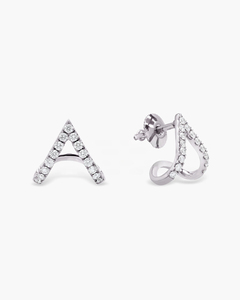 Pendientes de Oro Rosa de 14K con Diamantes Cultivados en Laboratorio, Diseño Chevron, Minimalistas, Regalo de Boda y Aniversario para Mujer - Product Image 2