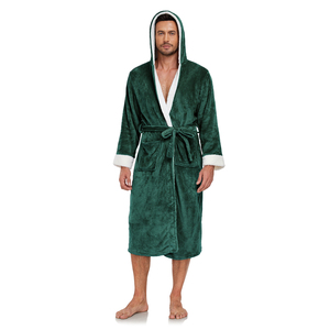 Bata de Invierno con Capucha para Hombre, Talla Grande, Suave, Cálida, Informal, para Playa o Baño - Product Image 3