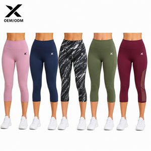 X Sports City Women's High Waist Calf-Length Yoga Pants <b>With</b> <b>Pockets</b> Breathable Knitted Spandex Polyester Sporty Fitness Wear - Product Image 1