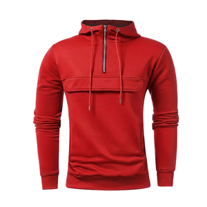Sweat-shirt à capuche mi-zippé bleu pour homme MKB'S, coupe ajustée, tricoté, décontracté, avec poche, pour l'automne - Product Image 5