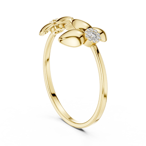 Anillo solitario minimalista de oro amarillo macizo de 14k con diamante de corte redondo abierto para mujer, ideal para compromiso, aniversario o regalo de boda. - Product Image 2
