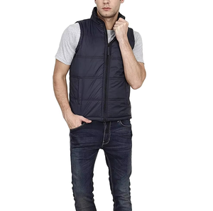เสื้อกั๊กผู้ชายแฟชั่นน้ำหนักเบาแบบไม่มีแขนบุนวมกันลมสำหรับฤดูหนาว มีกระเป๋าข้าง ไซส์ใหญ่ ราคาถูก - Product Image 5
