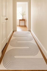 Tapis de luxe fait main 100% laine |   Tapis en laine de qualité supérieure en gros |   Tapis de direction rayé et ondulé en forme de serpent - Product Image 1
