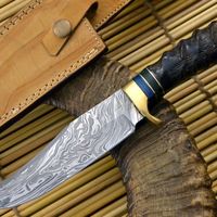 Couteau de survie tactique de chasse EDC en acier Damas forgé à la main de haute qualité, poignée en acier au carbone multicolore OEM