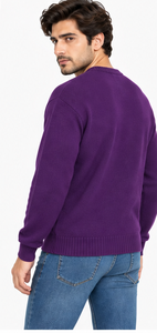 Pull jacquard rayé pour homme, col rond, avec logo personnalisé, pull d'hiver chaud en maille, pull tendance, vente en gros de tricots - Product Image 2