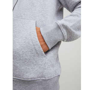 OEM Plain Light Grey Melange <b>Zip</b> <b>Up</b> Hoodie Men Fleece Sweatshirt Jacket Wholesale - Product Image 6