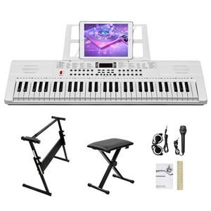 Órgano electrónico para teclado de iluminación de 61 teclas, soporte de Piano, altavoces integrados, resto de música, pantalla LED, 3 modos de enseñanza para - Product Image 1