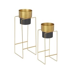 Jardinière décorative finition dorée avec support, pour intérieur et extérieur, décoration de jardin, jardinière en métal de luxe avec support en fil de fer - Product Image 6