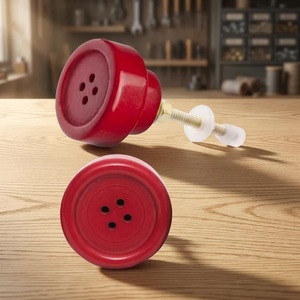 Perilla redonda de plástico roja para gabinete, con tornillo, fácil instalación, para cocina, armario, cajón, estilo contemporáneo - Product Image 1