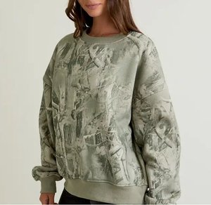 เสื้อสเวตเชิ้ตคอกลมแขนยาวพิมพ์ลายต้นไม้สไตล์วินเทจสำหรับผู้หญิง ทรงโอเวอร์ไซส์ ไหล่ตก สวมใส่สบาย - Product Image 3