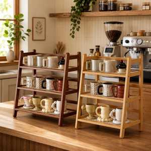 Wooden Double Tier Spice <b>Rack</b> For <b>Kitchen</b> Countertop <b>Storage</b> Minimalist Style Durable Standing Type wooden spice <b>rack</b> - Product Image 3