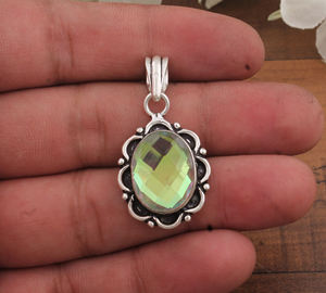 Collar Unisex de Plata de Ley 925 con Topacio Místico Arcoíris, Chapado en Platino, Vintage, de Alta Calidad, con Gema Iridiscente Cambiante - Product Image 3