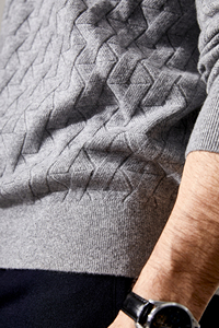 Men's Navy Blue Knitted <b>Pullover</b> <b>Sweater</b> With 1/4 Zipper Closure Full Sleeve Solid Color Autumn Wear - Product Image 4