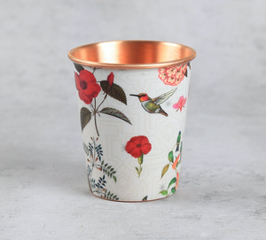 Vaso de Cobre Estilo Oriental con Patrón Esmaltado de Pájaros y Frutas, Resistente al Calor, para Uso en Fiestas y en el Hogar - Product Image 6