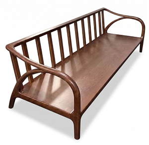 Sofá de Tres Plazas MT Furniture, Estilo Moderno de Mediados de Siglo, Tapizado en Cuero PU, Relleno de Espuma, Respaldo Firme, Brazos Curvos, Madera de Roble Sólido, para Sala de Estar - Product Image 1