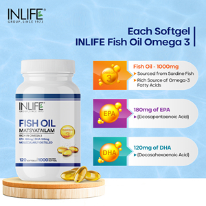 Aceite de Pescado INLIFE 1000mg <span class=keywords><strong>Omega</strong></span> 3, Cápsulas para Adultos, 120 Unidades, Alta Potencia, Destilado Molecularmente, Certificado GMP - Product Image 2