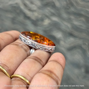 Anillos de Boda de Alta Calidad, Estilo Vintage, de Latón Natural con Baño de Plata y Ámbar, Hechos a Mano por Terceros - Product Image 2
