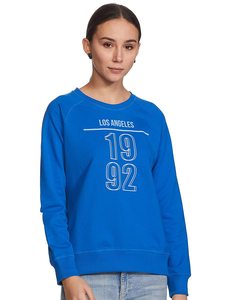 <span class=keywords><strong>Felpa</strong></span> Blu da <span class=keywords><strong>Donna</strong></span> con Collo Tondo, 100% Cotone, Logo Stampato sul Davanti <span class=keywords><strong>Los</strong></span> <span class=keywords><strong>Angeles</strong></span> 1992, Vestibilità Regolare, Abbigliamento Casual Autunnale - Product Image 1