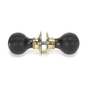 Victorian Ebonised Bun Door Knob | Polished Nickel Backplate | Traditional Mortice Door Knob <b>Set</b> (Factory Wholesale) - Product Image 2