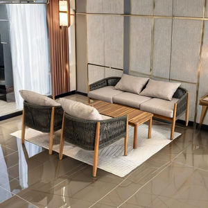 Huy Gia Ensemble de canapés convertibles en teck de luxe Meubles de jardin en bois de marque pour patio extérieur Appartement Salon Canapés - Product Image 1