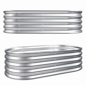 Kit de jardinière surélevée galvanisée 4x2x1 pieds, bac à plantes ovale en métal pour la culture de légumes en extérieur - Product Image 3