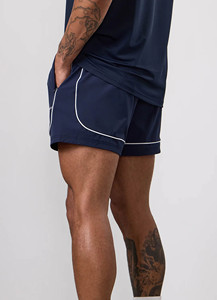 Custom Design Logo Navy <b>Men's</b> Training <b>Shorts</b> Contrast Piping 5" Inch Length Sweat wickable Nylon Fabric Gymwear <b>Shorts</b> For <b>Men</b> - Product Image 3
