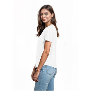 T-shirts pour femmes de haute qualité, coupe ajustée, logo personnalisé, coton, été, anti-rides, respirant - Product Image 6
