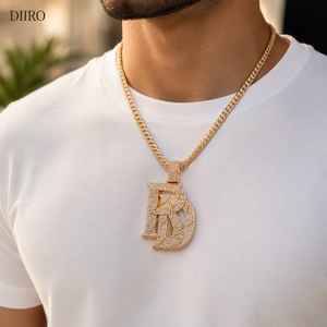 Colgante de Letra con Diamante de Corte Redondo, Chapado en Oro Amarillo de 18K, Moissanita con Micro Pavé, Colgantes Unisex - Product Image 5