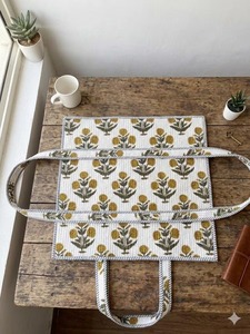 Printed Quilted Cotton <b>Tote</b> Bag Handmade Eco Friendly Reusable Grocery Bag Soft Aesthetic Everyday Carry <b>Tote</b> - Product Image 2