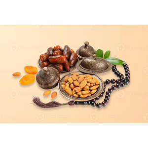 Plateau de service artisanal en métal pour le Ramadan, avec amandes, noix de cajou, raisins secs, dattes et noix – Offre spéciale - Product Image 2