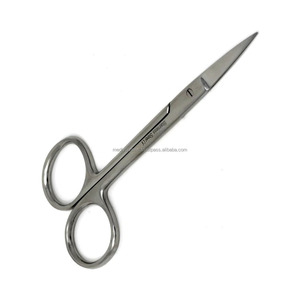 กรรไกรตัดสายตาแบบตรง 4.5 นิ้ว ทำจากเหล็กกล้าไร้สนิม ชุดเครื่องมือผ่าตัดทางทันตกรรมและสัตวแพทย์ ระดับ Class I ได้รับการรับรองมาตรฐาน ISO/CE  แบบแมนนวล รับผลิตแบบ OEM/ODM - Product Image 1