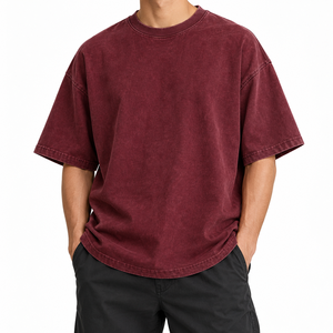 Camiseta de algodón 100% personalizada, de corte holgado con hombros caídos, estilo vintage, lavado a la piedra, talla grande, hip hop, antiarrugas - Product Image 6