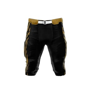 Pantalon de football américain rembourré noir et or pour homme avec fermeture à boucle, coupe ajustée, pour toutes les saisons, couleur unie, en polyester - Product Image 1