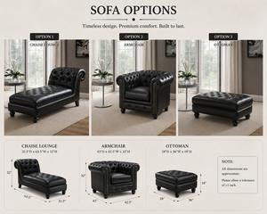 Chaise Longue de Cuero Tradicional de Lujo, Diseño Acolchado, Sillón Reclinable Tapizado Cómodo para Sala de Estar, Hotel, Dormitorio, Villa - Product Image 5