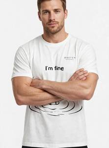 ONETEN APPAREL Camiseta blanca de manga corta para hombre, cuello redondo, informal, con estampado de dibujos animados I'm Fine - Product Image 4