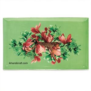 Plateau à bibelots rectangulaire moderne en métal, motif Lion Fleur, 10*16.5CM, émail transparent, durable, sans BPA, multifonctionnel, à suspendre, très demandé - Product Image 1