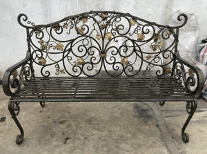 Hot Selling Durable Portable Classic Vintage Style Park <b>Bench</b> <b>Wrought</b> <b>Iron</b> Line Chair Customized Design Stackable UV Resistant - Product Image 3