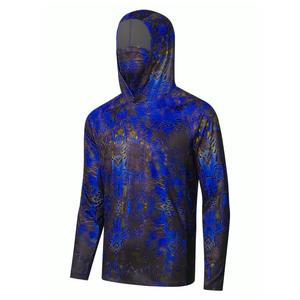 Camisa de Pesca Sublimada con Protección Solar, Capucha y Máscara, Manga Larga, Diseño Degradado Oceánico, Marca Personalizada OEM - Product Image 1
