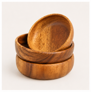 Juego de Tazones de Madera de Acacia Natural Ecológicos y Modernos para Ensaladas y Frutas, Tallados a Mano, Tazones para Servir de Madera Dura Sostenible - Product Image 3