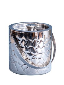 Stainless Steel Ice <b>Bucket</b> <b>with</b> <b>Lid</b>, Hammered Ice Cooler <b>with</b> Handle for Hotel & Home - Product Image 3