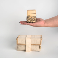 Nouvel ensemble de voyage micro en bois poli fait main, brûleur d'encens micro-taille Mubkhar avec motif de cordes pour la décoration de la maison et du bureau