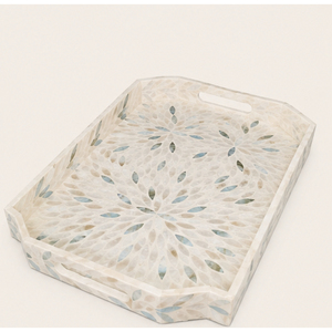 Bandeja de Servir Hecha a Mano con Incrustaciones de Madreperla, Bandeja Decorativa de Madera con Mosaico de Lujo, Bandeja para Mesa de Centro Otomana al por Mayor - Product Image 1