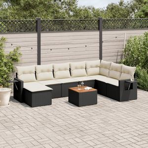 Ensemble de canapés de jardin en rotin PE noir avec housses amovibles modulaires - Product Image 1