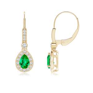 Pendientes de Lujo con Diamantes y Esmeraldas en Forma de Pera, Oro Rosa de 14K, Joyería Personalizada OEM ODM, Pendientes de Esmeralda para Novia, Regalo para Comprometida - Product Image 1