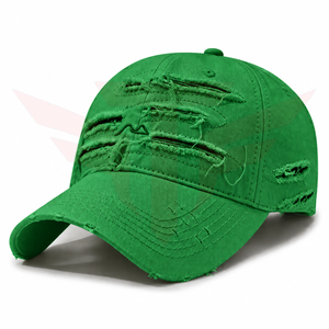 Gorra de Béisbol Masculina de 6 Paneles, Diseño Desgastado y Roto, 100% Poliéster, Estilo Vintage, Bordado 3D, Hebilla Dorada de Cobre, Ajustable en la Parte Trasera - Product Image 2