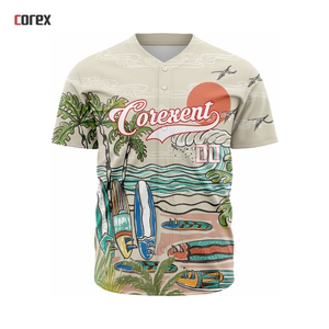 Corex Full Print <b>Baseball</b> Jersey Unisex Summer Breathable Anti-Bacterial Heat Transfer Printed Polyester Short Sleeve Sport - Product Image 1