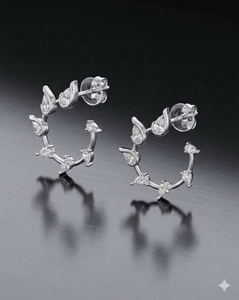 Pendientes de Aro con Diamantes Cultivados en Laboratorio en Forma de Pera, en Oro Blanco |   Fabricante de Joyería OEM ODM - Product Image 1