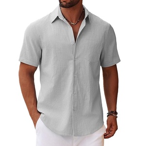 Chemise décontractée à manches courtes, boutonnée, à motif à carreaux, pour adulte, en tissu tricoté 100% coton, écologique, infroissable, export BD - Product Image 5