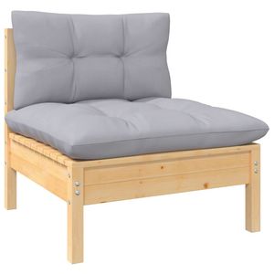 Ensemble de salon de jardin en pin gris massif avec tissu 100% polyester, meubles d'extérieur durables et élégants - Product Image 4